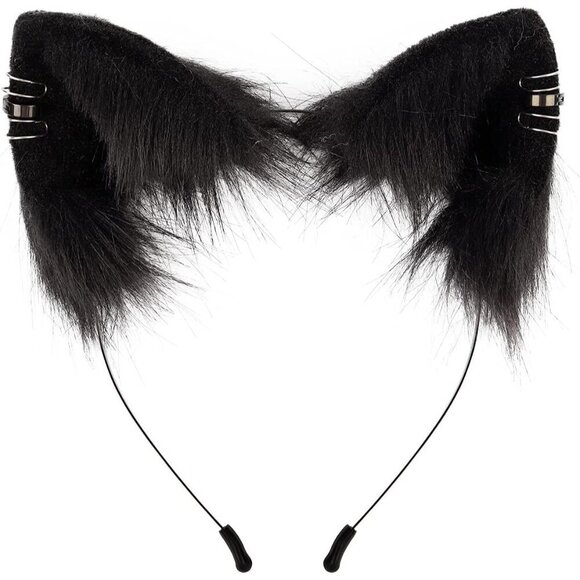 Anime Faux Fur Cat Fox Wolf Ears Headband Halloween Cosplay Accessory main image 6